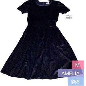 LuLaRoe Amelia Dress Elegant Velvet Navy Medium